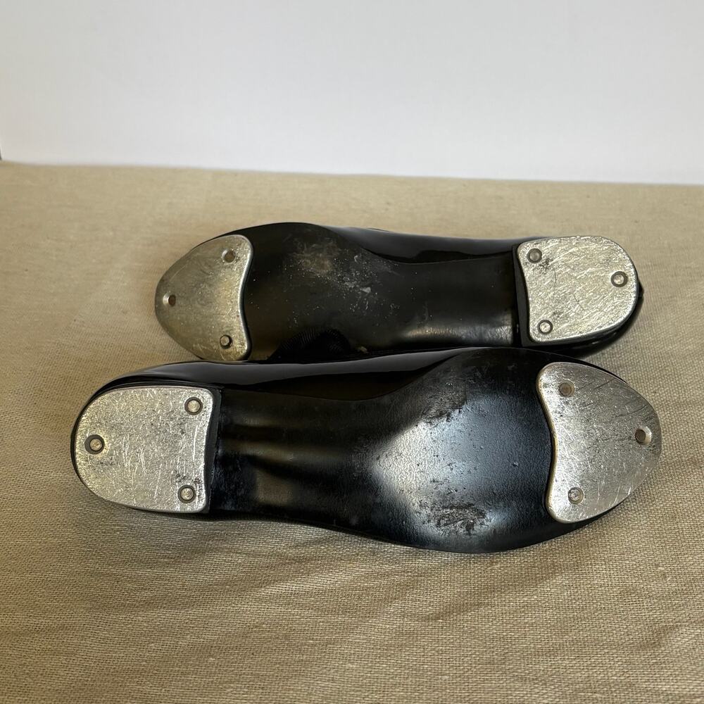 Dance Mates Girls Black Patent Tap Shoes Mary Jane Metal Taps Size 11.5 - Picture 8 of 8